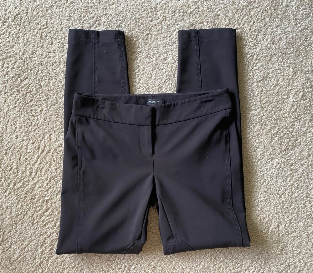 Ann Taylor Women's 0 Black Stretch Skinny Ankle Pants Seamed 28" Inseam